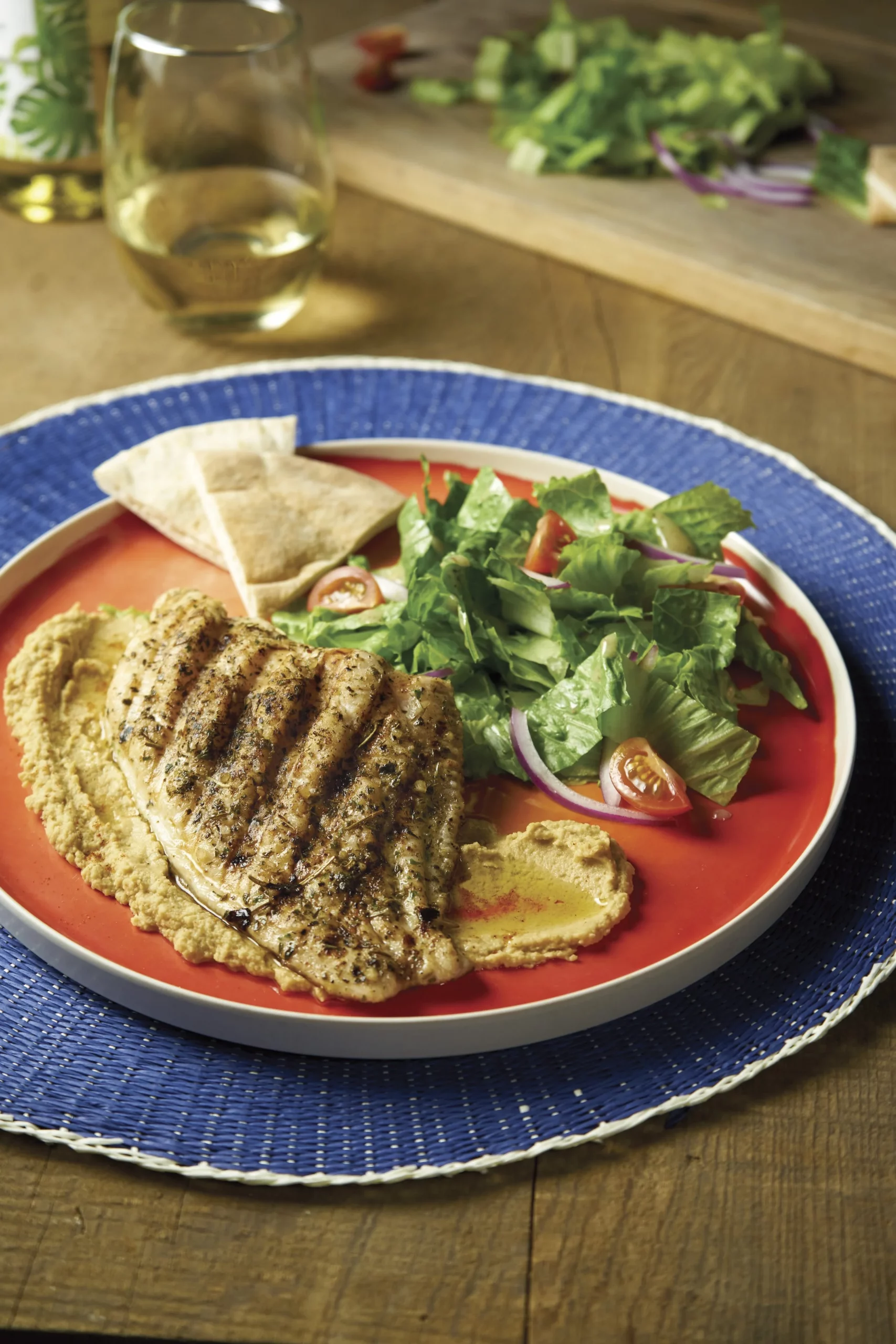 Greek Catfish with Hummus – TCI